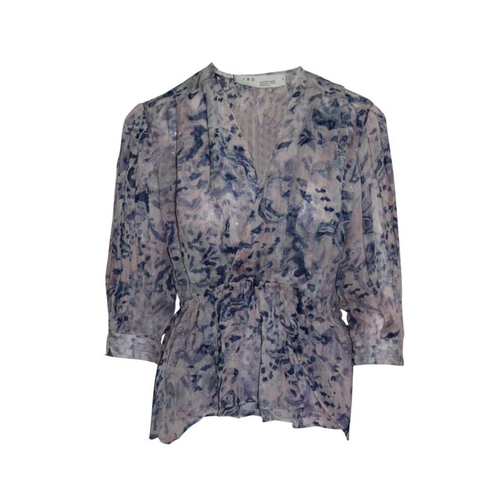 Iro Saola Wrap-Effect Metallic Printed Blouse in Multicolor Viscose